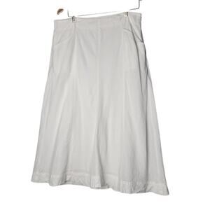 J.Jill‎ Love Linen White A-Line Skirt SM Petite 100% Linen Cotton Lined POCKETS
